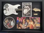 The Rolling Stones MICK JAGGER +RICHARDS +WATTS +WOOD Signed Guitar FRAMED COA