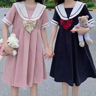 水手服jk連衣裙海軍風夏季天日系學院風短袖閨蜜裝學生可愛女裙子