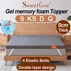 Sweetlove Bamboo Cover Gel Memory Foam Mattress Topper Underlay All Size Pad Mat