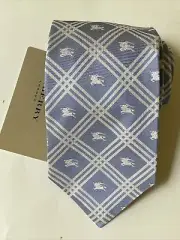 NEW Burberry Light Blue Plaid Mans 100% Silk Tie Authentic Italy 3.5" 0350379