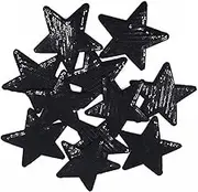 Yalulu 10Pcs Iron On Patches Badges Black Stars Appliques Sequin Embroidered Patches for Clothing Trousers Bags Stickers Sewing Accessories