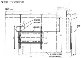 [有現貨] Panasonic國際牌原廠液晶電視專用壁掛架 TY-WK20TM8 (適用32~65吋液晶電視)