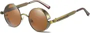 [YAMEE] Retro Round Polarized Sunglasses for Men Women Steampunk John Lennon Hippie Style Circle UV400 Sun Glasses