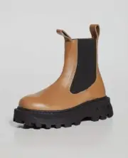 Simon Miller F147 Scrambler Chelsea Leather Boot Toffee Brown Platform Rubber 38