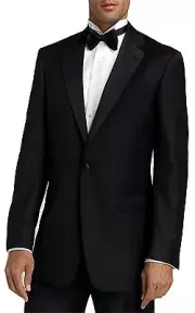 Men's Black Tuxedo. Size 48 Long Jacket & 43 Pants. Formal, Wedding, Prom, Dress