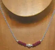 Sterling Silver Faceted Natural RUBY Gemstone Necklace #886...Handmade USA