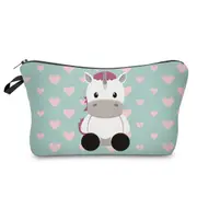 2 Pcs Cow Makeup Bags 3D Printed Heart New Fashion Women Cosmetic Organizer for Travelling Polyester