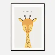Galrie Charming Minimalist Giraffe Art Print - Modern Animal Decor for Kids' Rooms, Black Frame, A2 42 x 60cm (16 x 24inch)
