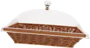 1 Set Woven Basket with Transparent Lid Multi Functional Food Storage Serving Tray for Fruits Snacks Organizing Sturdy Design for Home Parties
