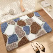 GGP Blue Stone Bath Mat Super Absorbent, Non Slip Bathroom Floor Mat 50X80Cm