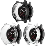 FitTurn Screen Protector Case intended for Garmin Venu 2&Vivoactive 4 Watch TPU Slim Case Cover [Plating Metal Color Frame] [3D Full Coverage] Shell Protective intended for Venu 2 Watch (Black,Clear,Silver)