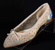 CHRISTIAN LOUBOUTIN Nude Crystal Encrusted Mesh STRASS PATIO Flats 37.5 NIB