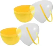 LIFKOME 2 PC Eggs Basket Egg Cup Clear Eggs Handheld Egg Plastic Egg Container Plastic Baubles Theme Party Favor Egg-Shaped Pails Yellow Pp