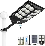 Sunsign Solar Street Lights Outdoor, 720 LED Solar Flood Light Waterproof, 300W High Lumen with Motion Sensor and Remote 3 Modes, Spotlights 20000mAh, Wall Lamps Dusk to Dawn for Yard Parking Lot