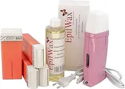 Royal Depilatory Kit Complete with: Professional Wax Heater 4 Roll-On Wax 100 ml Pink, 100 Depilatory Strips, 1 Bottle of 250 ml After Wax Oil - (Royal Series Pink 4)