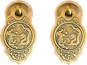 2Pcs Chinese Style Vintage Furniture Drawer Brass Pulls Handle Jewelry Box Wardrobe Door Small Handle Bronze