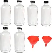 HOMOBABE 6Pcs Glass Reagent Bottles Chemical Sampling Bottles with Funnels for Laboratory and Research Use