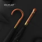 📣 OLYCAT】木柄自動長柄傘 復工工藝 超有質感 加粗強悍纖維傘骨 可暴風 商務直桿傘 大傘面 優質雨傘男