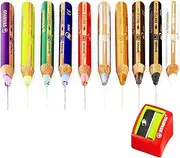 STABILO Woody 3 in 1 Jumbo Colouring Pencils - Limited Edition Gold and Silver Set - Includes Sharpener - Pack of 10
