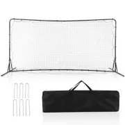 Costway 375cm x185cm Soccer Rebounder Net Soccer Equipment Set Black
