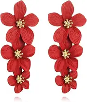 [XYAYOU] Bohemian Handmade Metal Matte Flower Stud Earrings for Women Girls