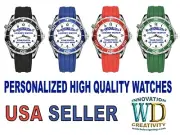 Personalized WATCH custom Logo Pic Photo NEW 42.5mm Silver Black Blue Red Green