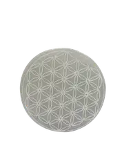 Flower of Life Selenite Charging Round Display Plate Crystal Jewelry Dish Holder