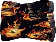 [Diusye] Silk Scarves Fire Guitars Prints Long Chiffon Scarf Wrap Shawl for Women