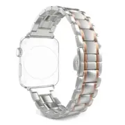Silver Rose Gold Stainless Steel Watch Band Strap For Apple Watch Series 6 40mm
