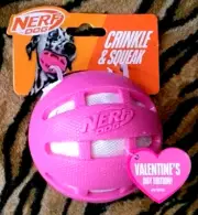 Nerf Dog Ball Crinkle and Squeak Toy PINK !! Valentines New!