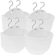 HANABASS 4 Sets Wall Mounted Plant Pot Hooks Trellis Terracotta Railing Hanging Planter Outdoor Plant Stand Heavy Duty Basket Planters Flowerpots Indoor Plant Hanging Flower Pot Resin White