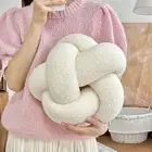 Plush Fabric Cushion Sofa Bed Decoration Pillow Braided Knot Round Ball Throw