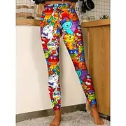 Women's Leggings Punk Active Vacation Full Length High Waist Graphic Animal Cat 3D Print Quick Dry Breathability Soft Stretchy Outdoor Home Causal Black White
