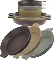 HANABASS Portable Outdoor Dinnerware Set Unbreakable Plastic Plates Bowls Utensils Picnic Camping Kit
