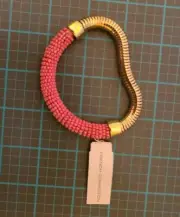 Beaded French Connection Bracelet Pink/Gold