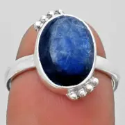 Blue Fire Labradorite - Madagascar 925 Sterling Silver Ring s.7 Jewelry R-1102