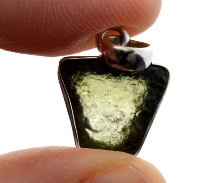 Moldavite - 10.5 Carats - Tektite Pendant - Czech Republic - Silver 925