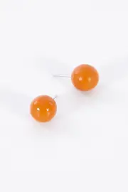 Wood Ball Stud Earrings--RAR-301326-O