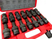 1 /2" Dr. 14pc 10-24mm 6pts Cr-MO Swivel Shallow Universal Impact Socket Set
