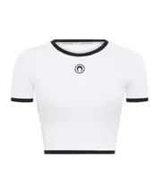 Marine Serre Moon Logo Jersey Cropped Top S,XL,L,M white