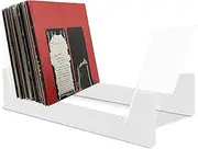 Record Storage Holder,13.5x7.5x7inch Sturdy Wood Record Racks,Detachable Record Display Shelves,Vinyl Record Storage Holder for Desktop Bedroom Dresser Bookshelf Living Room(white)