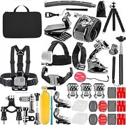 50 in 1 Action Camera Accessory Kit, Compatible with GoPro Hero 11 10 9 8 Max 7 6 5 Black GoPro 2018 Session Fusion Insta360 DJI Action 2 AKASO APEMAN Campark SJCAM