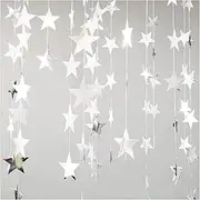 Bunting Flags 4 Meters Garland Star String Banners Hanging Paper Craft Bunting for Birthday Wedding Party Home DIY Decoration Bunting (Color : Bright Silver, Size : 7x7cm)