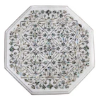 15" marble Inlay Floral Side Table top semi precious Gemstones Handmade Decor