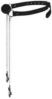 Shots Media Ball Gag with Nipple Clamps, Black
