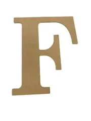 Unfinished chipboard wooden letter F craft prop