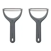 2PK Zyliss Stainless Steel Swivel Wide Peeler 20cm - Grey