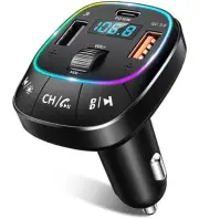 Bluetooth 5.0 FM Transmitter for Car, Type-C PD 30W & QC 3.0 Quick Charging, ...