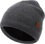 [KDVOG] 100% Merino Wool Beanie Hat for Women, Fleece Lined Pure Wool Ribbed Knit Warm Winter Cuffed Cap