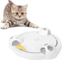 在飛比找友和YOHO優惠-電動旋轉老鼠逗貓玩具 貓轉盤電動貓玩具 白色